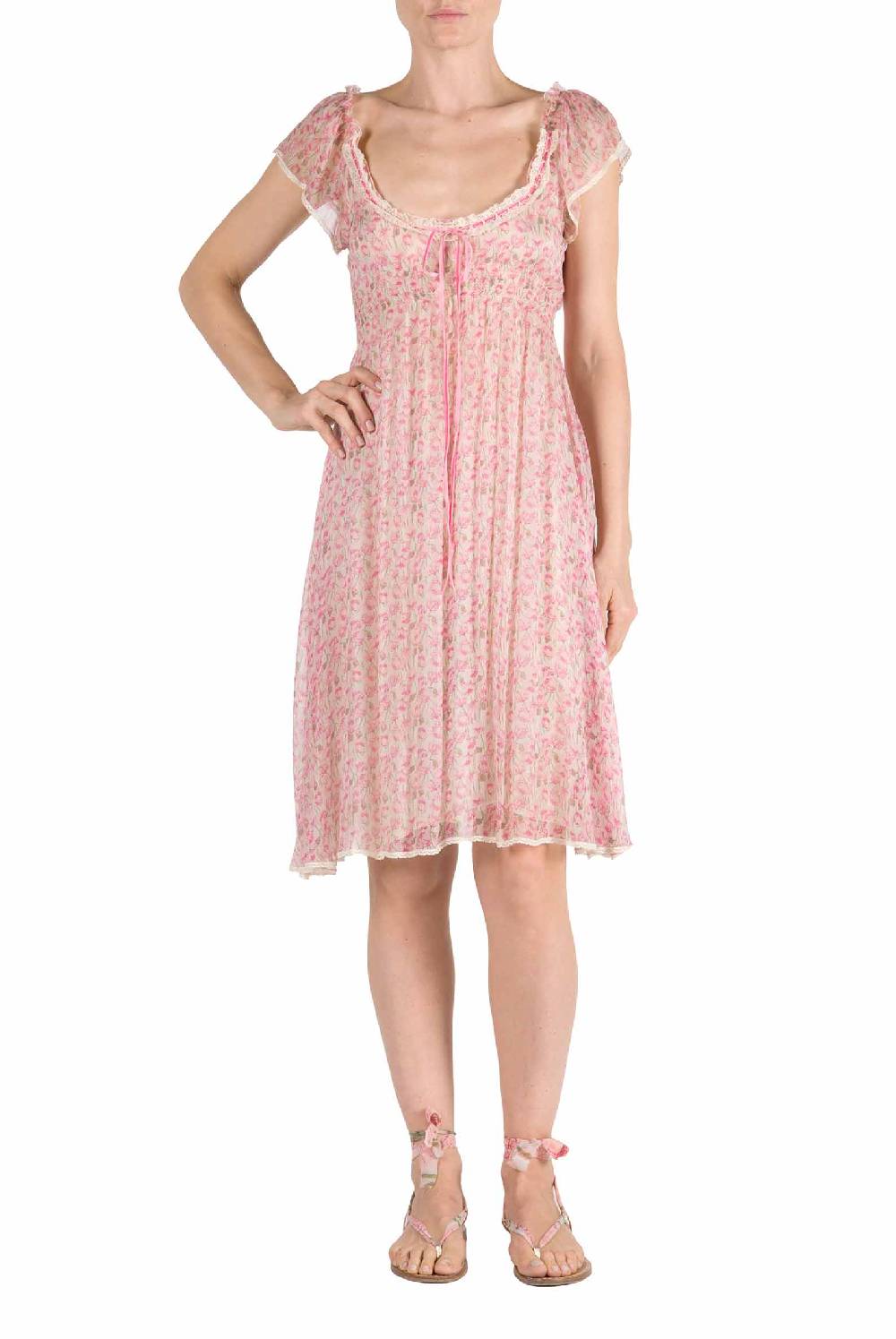 Luisa Beccaria Abito in chiffon con micro papaveri Vendite Flash