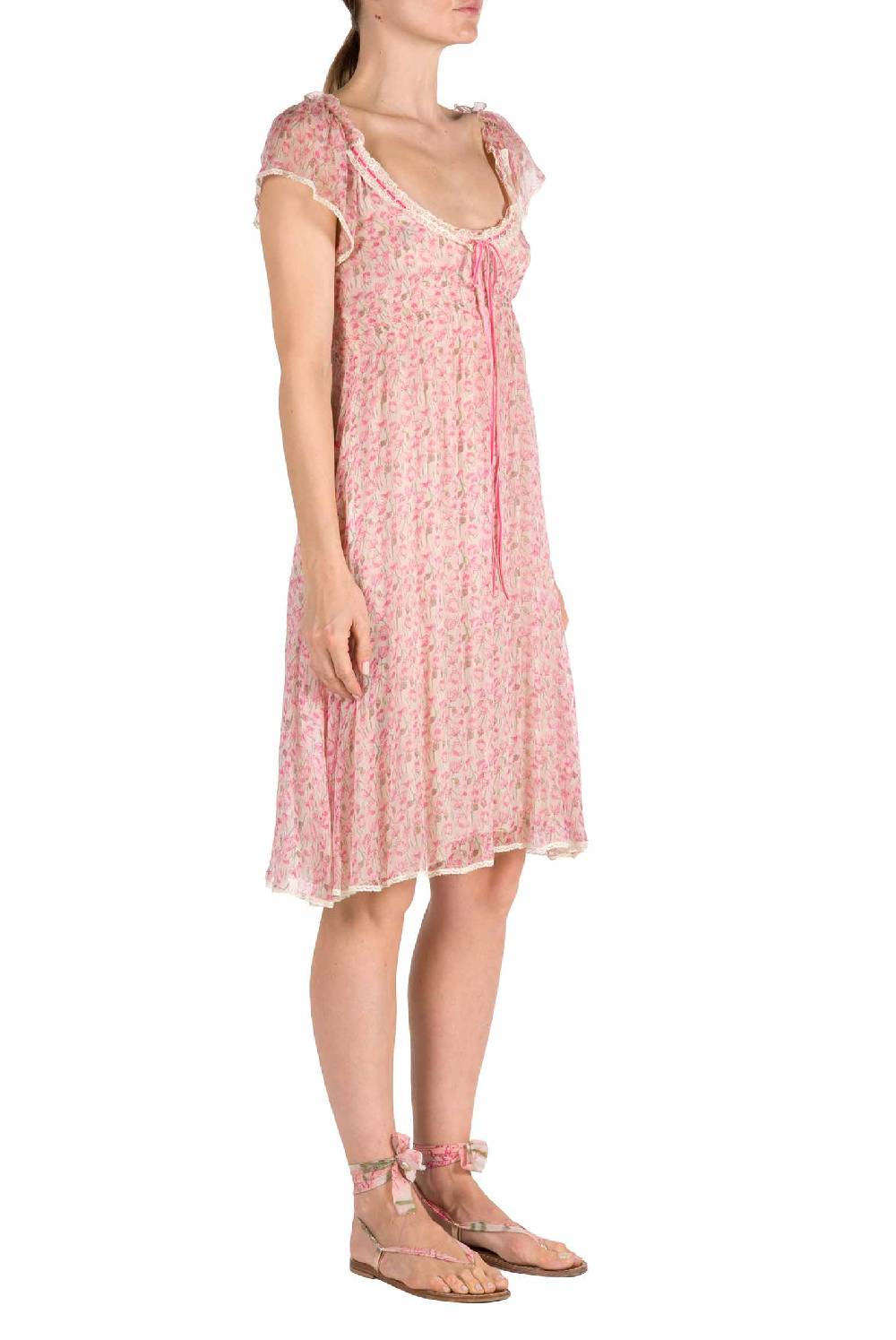 Luisa Beccaria Abito in chiffon con micro papaveri Vendite Flash