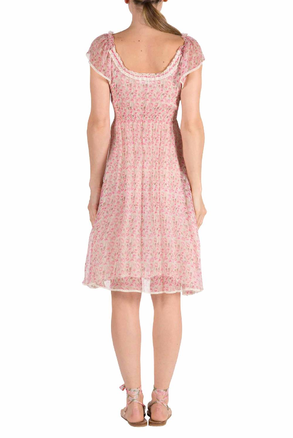 Luisa Beccaria Abito in chiffon con micro papaveri Vendite Flash
