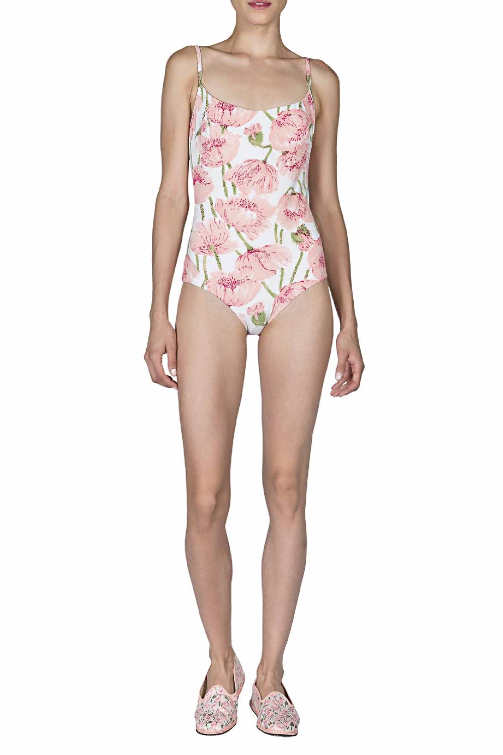 Luisa Beccaria Costume Intero Papaveri Rosa Double Face Flash Sale