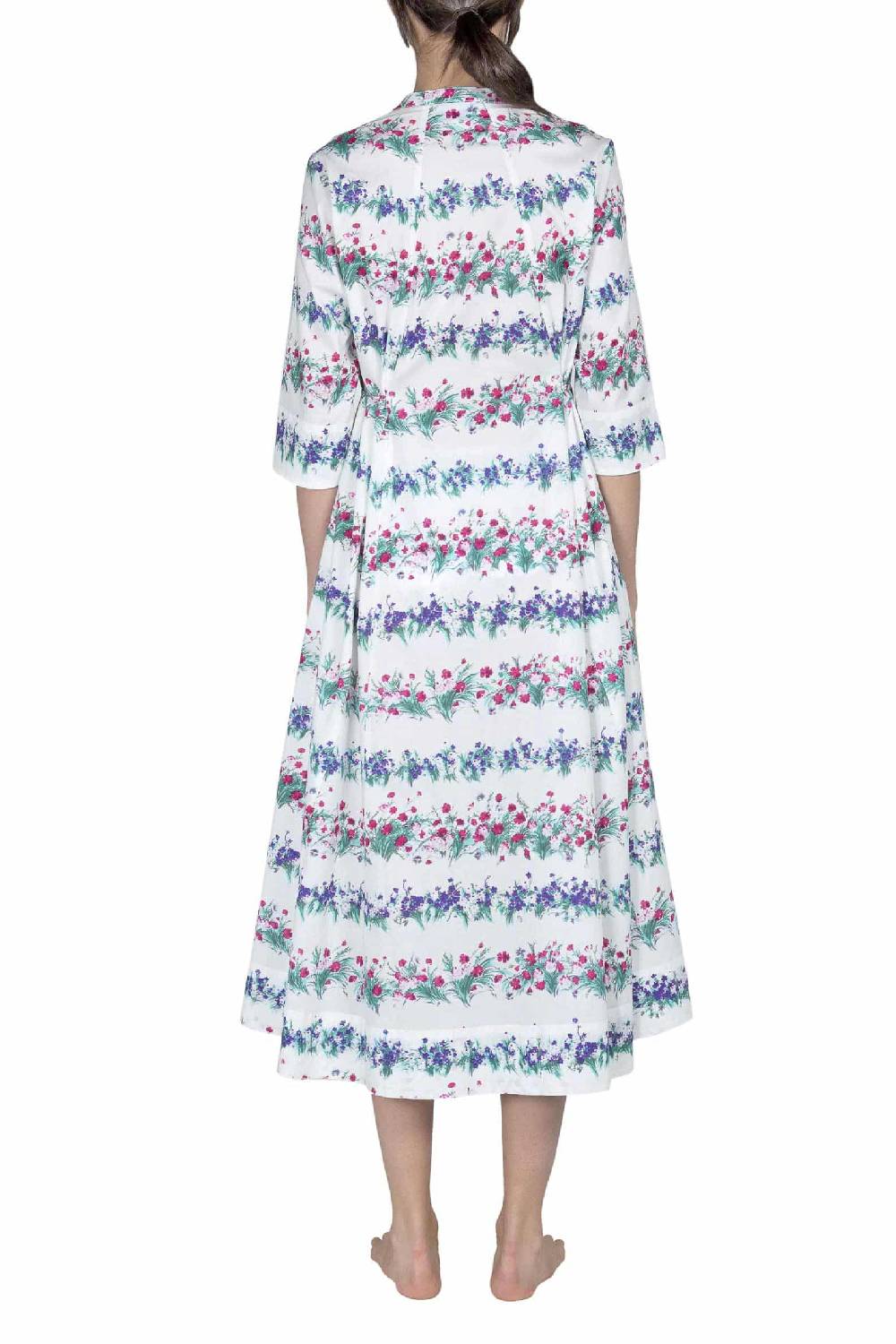 Luisa Beccaria Abito Midi Caftano Blu Stampa Fiori In Linea