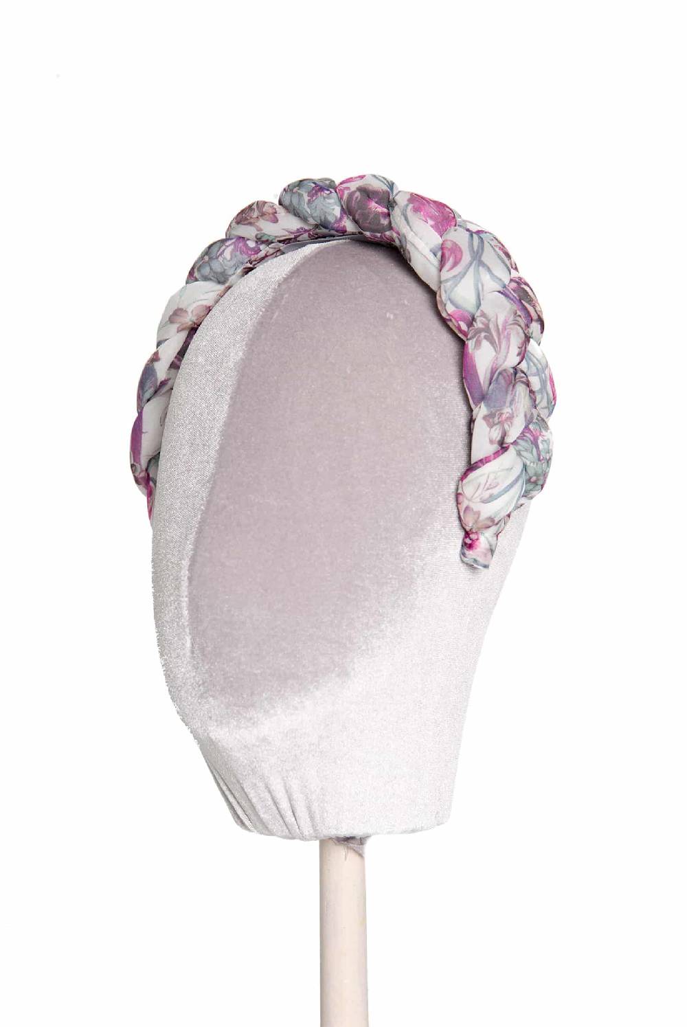 Luisa Beccaria Fascia per capelli intrecciata in chiffon di seta floreale Offerta esclusiva