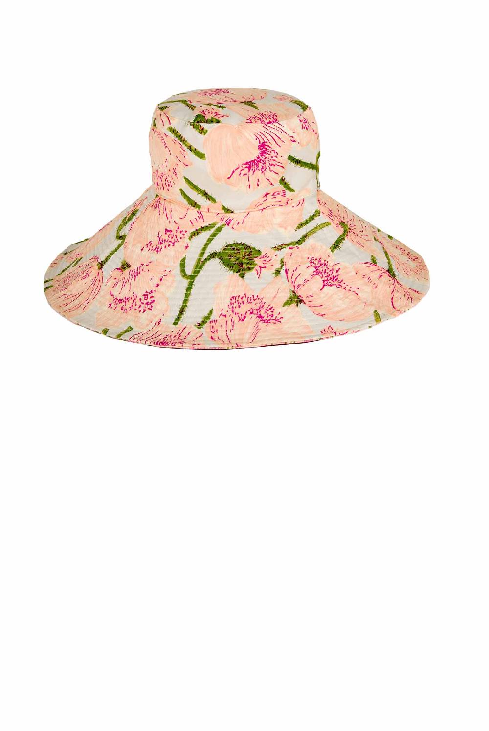 Luisa Beccaria Cappello in cotone Macro Papaveri Consegna Veloce