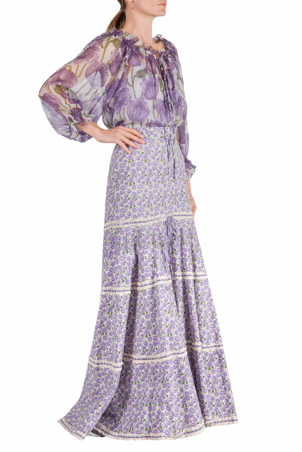 Luisa Beccaria Camicetta in chiffon con papaveri macro Convenienza
