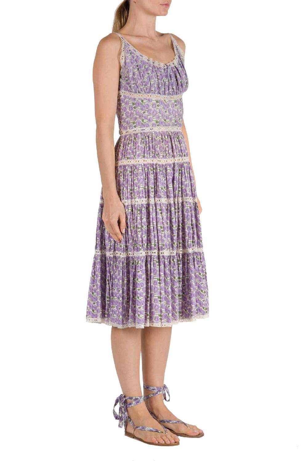 Luisa Beccaria Abito in cotone micro papaveri Sconto