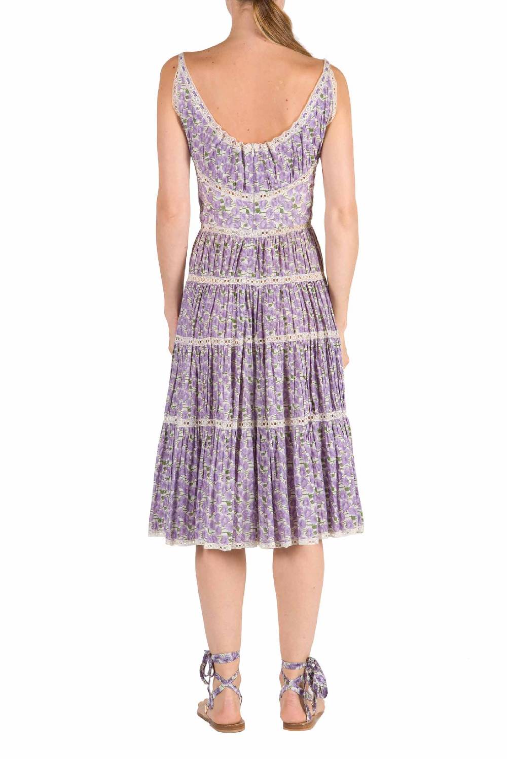 Luisa Beccaria Abito in cotone micro papaveri Sconto