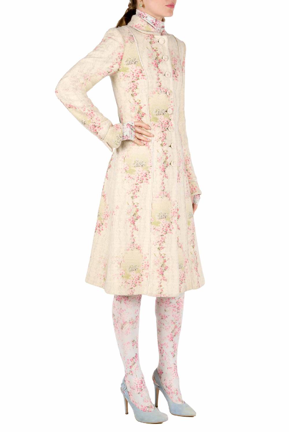 Luisa Beccaria Cappotto Cerchio Di Rose In Lana Con Lurex Super Saving Price