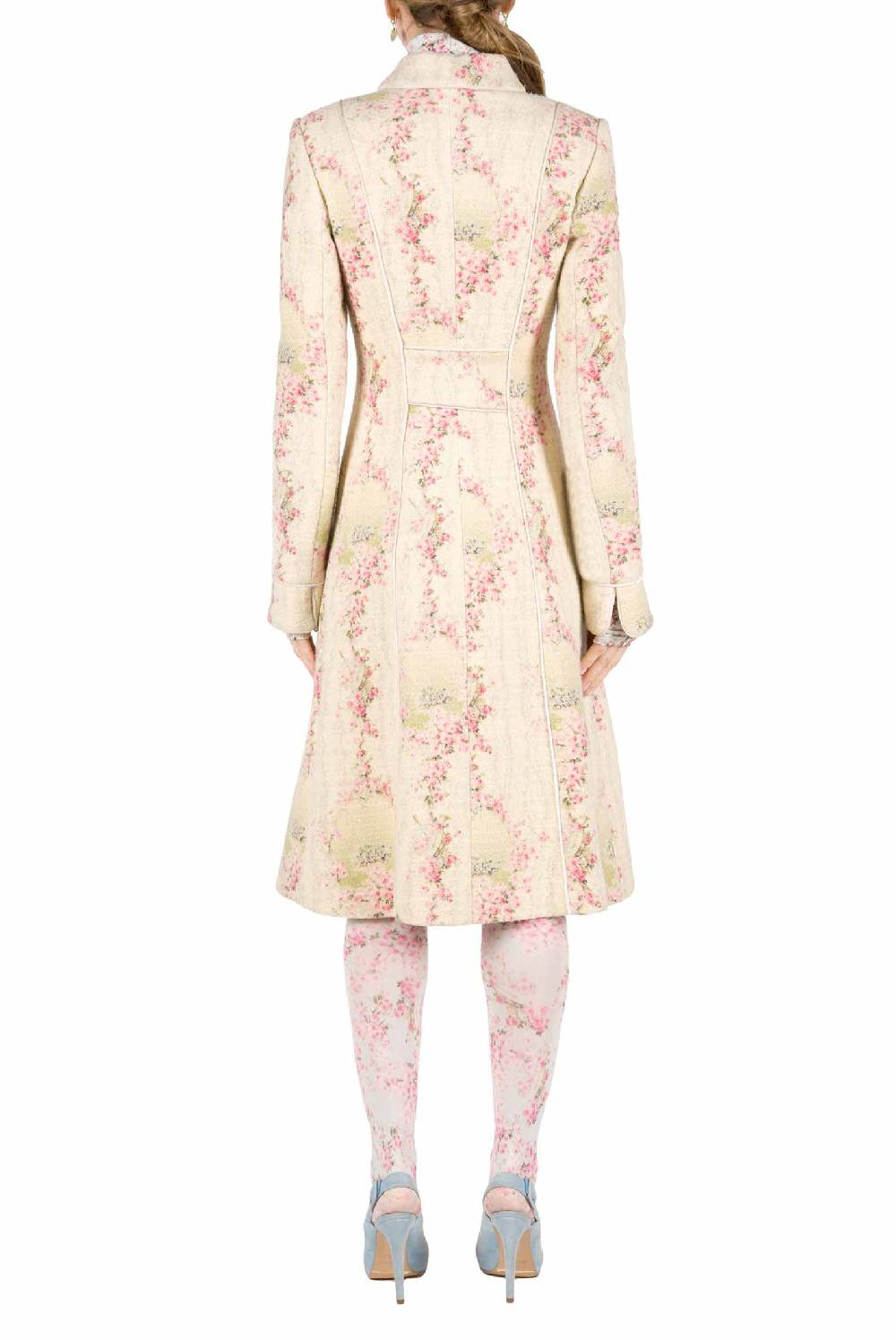 Luisa Beccaria Cappotto Cerchio Di Rose In Lana Con Lurex Super Saving Price