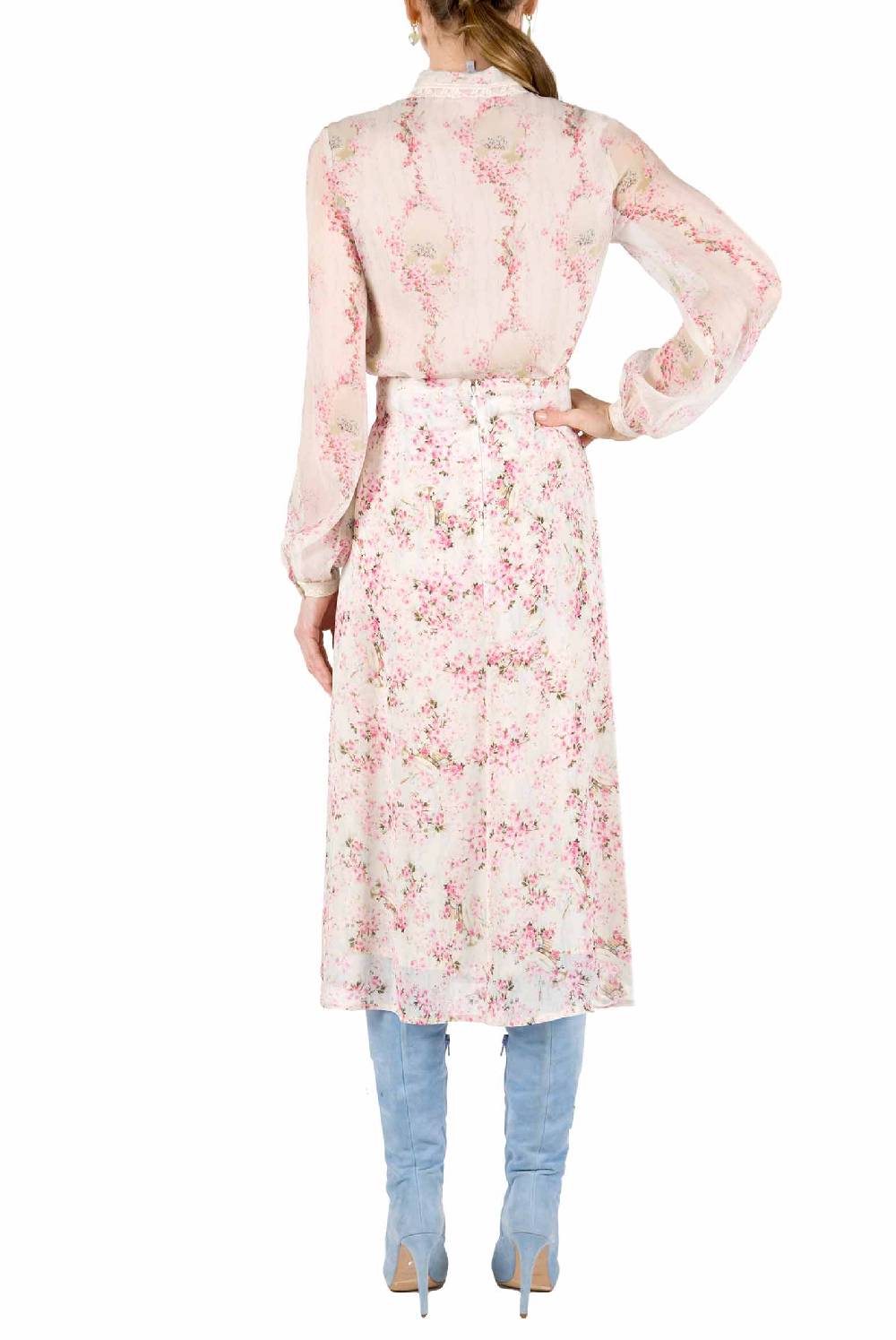 Luisa Beccaria Cerchio Di Rose Camicia In Chiffon Saldi Di Fabbrica