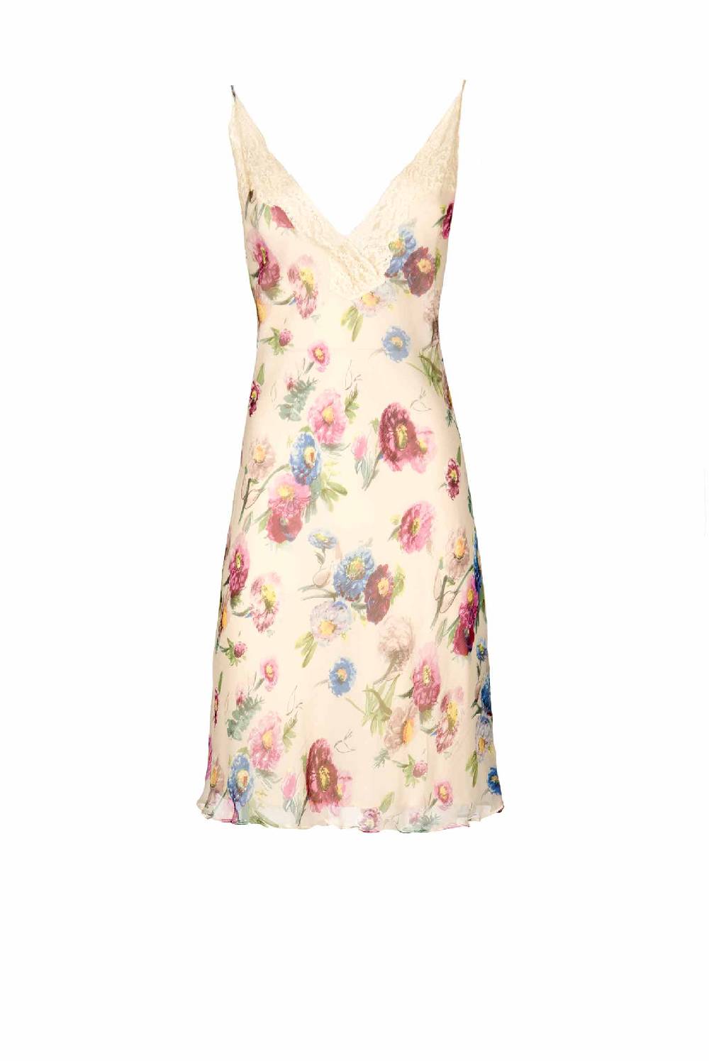 Luisa Beccaria Slipdress Macro Anemoni Con Pizzo