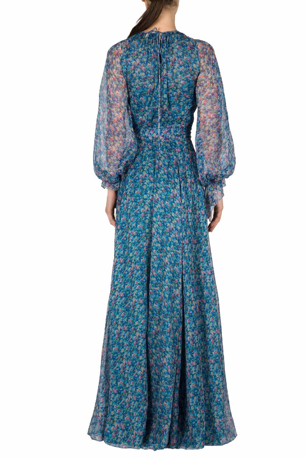 Luisa Beccaria Abito in chiffon plissettato con micro anemoni stampati Fino al 50% di sconto