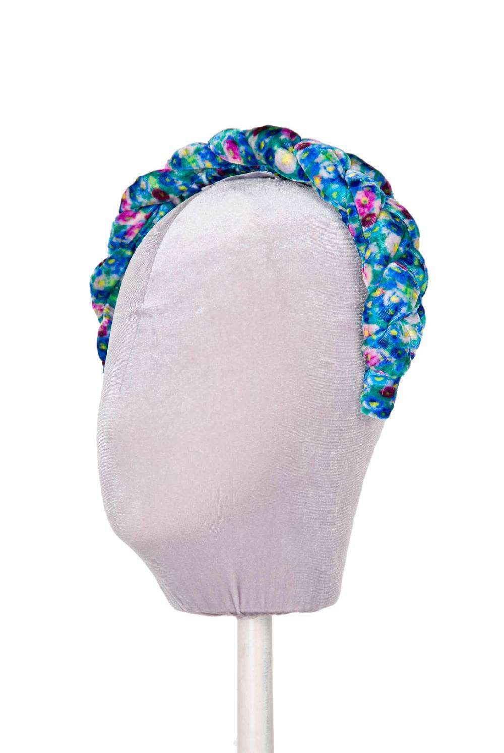 Luisa Beccaria Fascia per capelli intrecciata in velluto micro anemoni Only for today