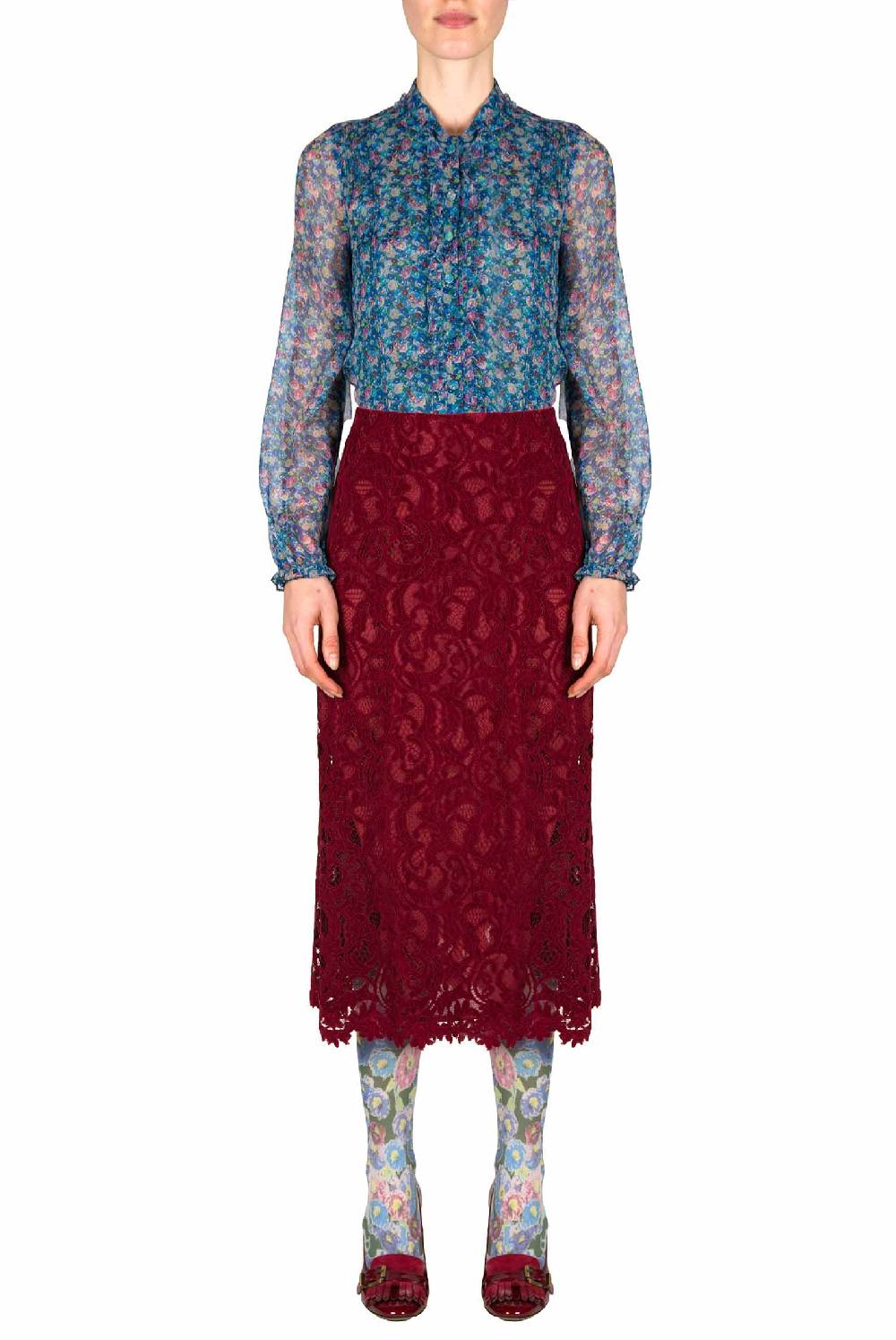 Luisa Beccaria Camicia in chiffon con micro anemoni Offerta speciale della fabbrica