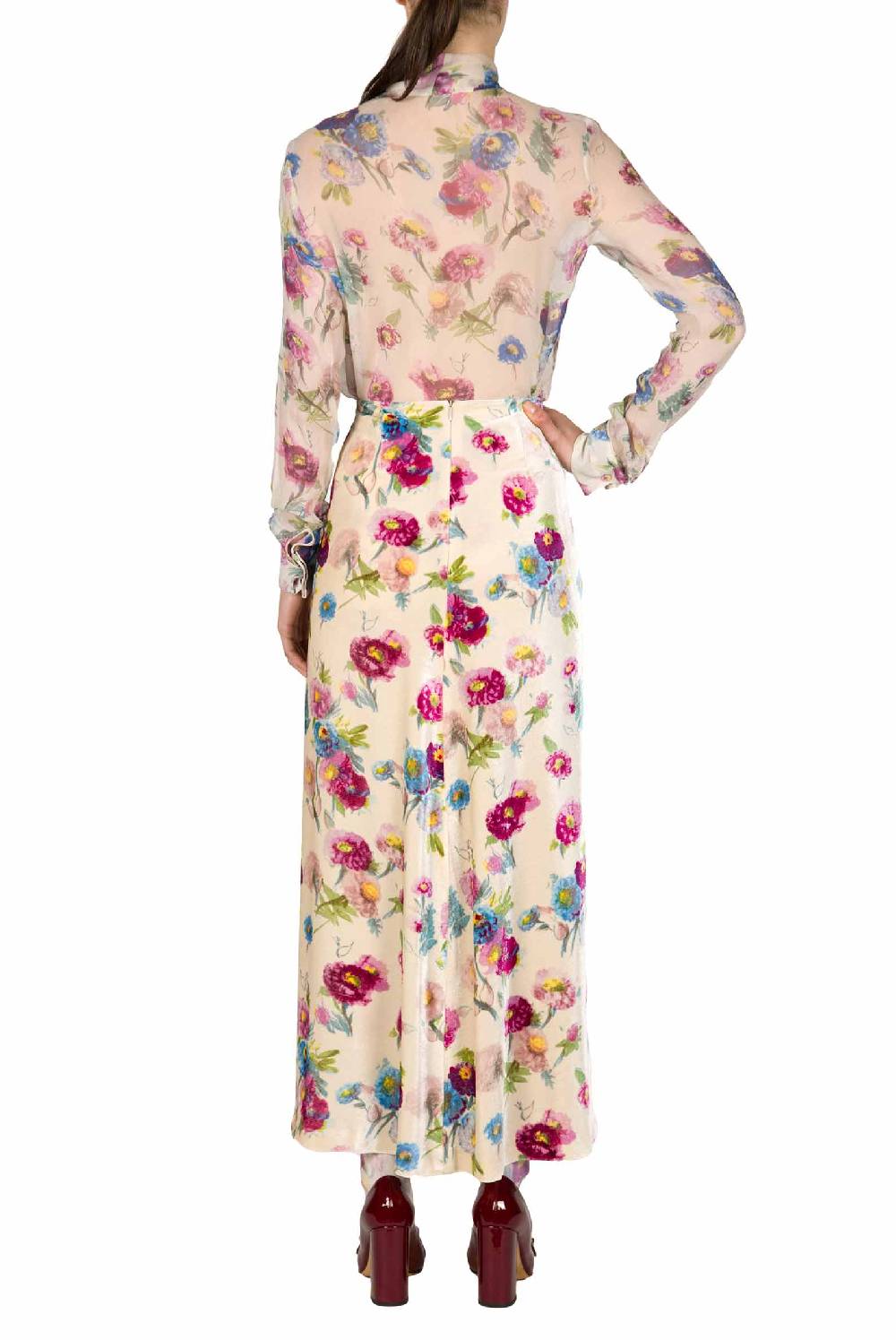 Luisa Beccaria Camicetta in chiffon stampata con macro anemoni Super sconto