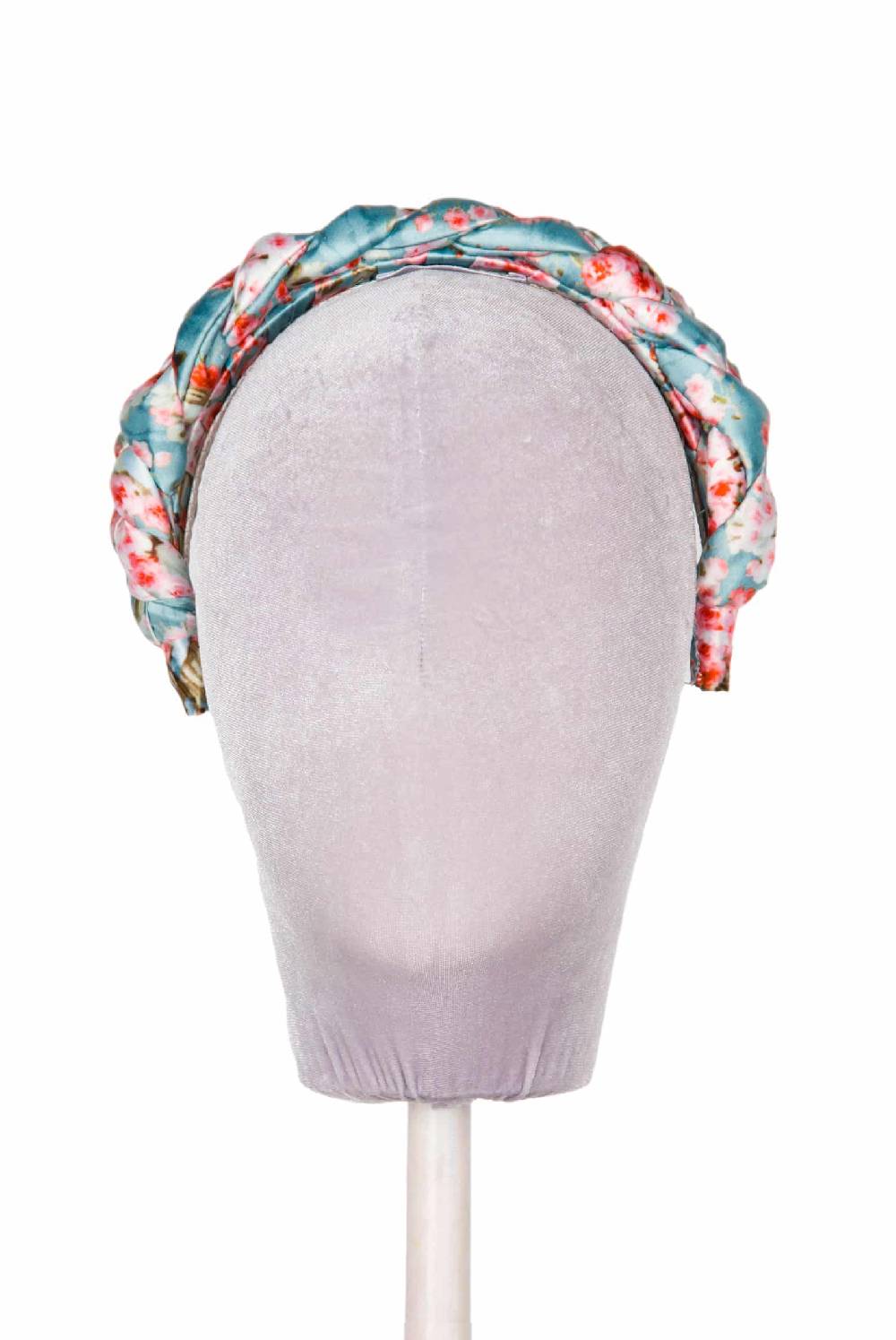 Luisa Beccaria Fascia per capelli intrecciata con boccioli di rose in raso blu lucido Black Friday Prezzi