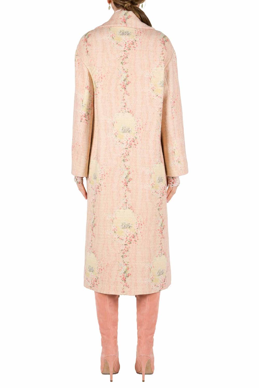 Luisa Beccaria Cappotto Cerchio Di Rose In Lana Con Fodera Abbinata In vendita