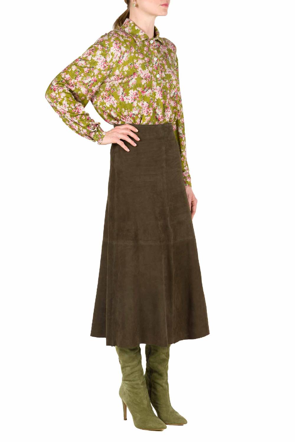 Luisa Beccaria Polo in jersey con stampa boccioli di rosa verde Italy