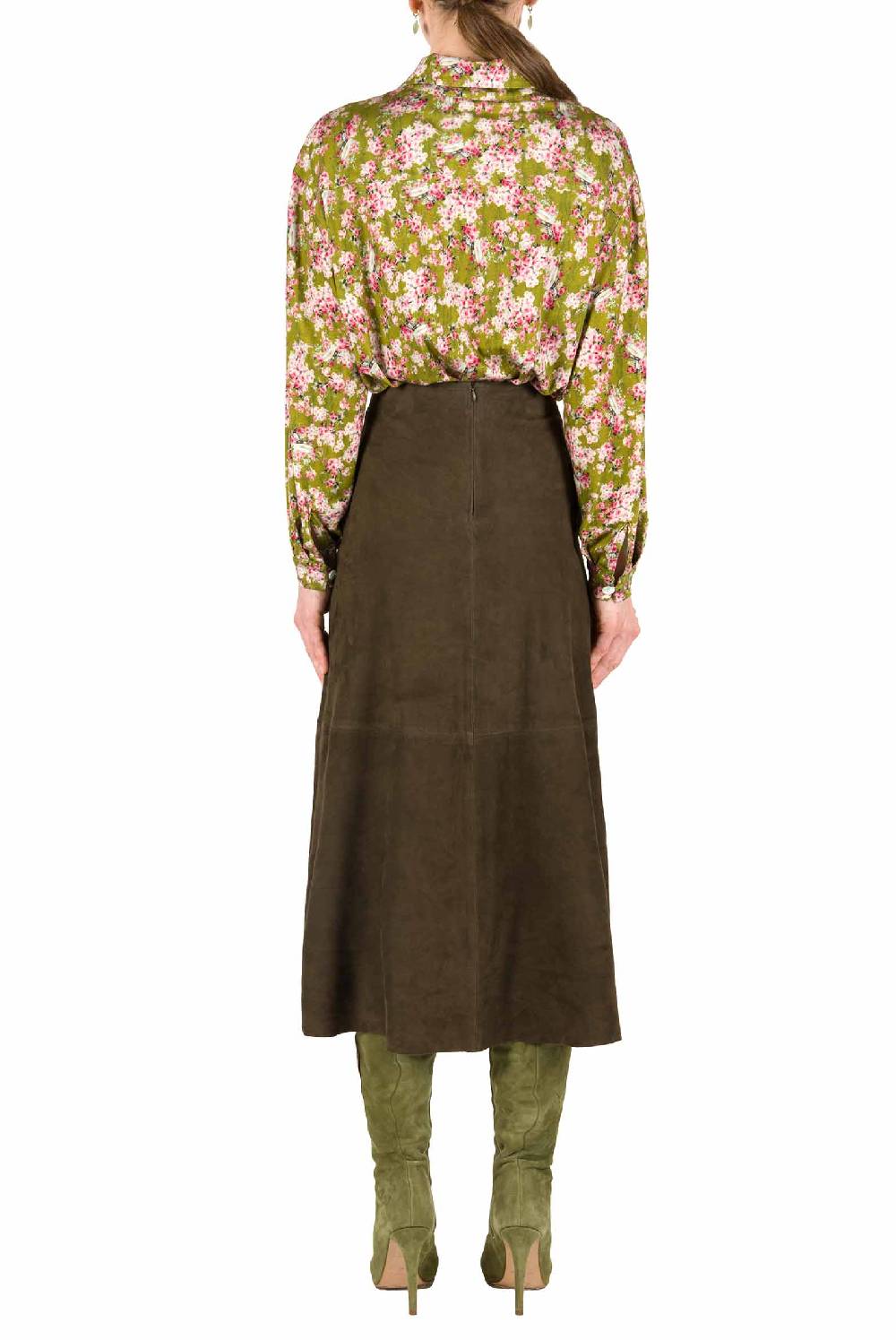 Luisa Beccaria Polo in jersey con stampa boccioli di rosa verde Italy
