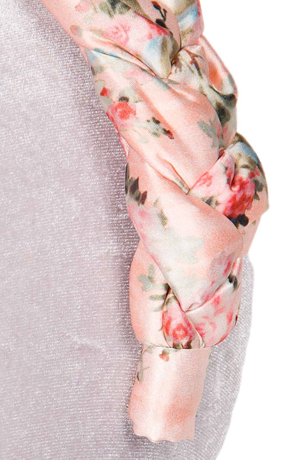 Luisa Beccaria Fascia per capelli intrecciata con boccioli di rose in raso lucido rosa Italia
