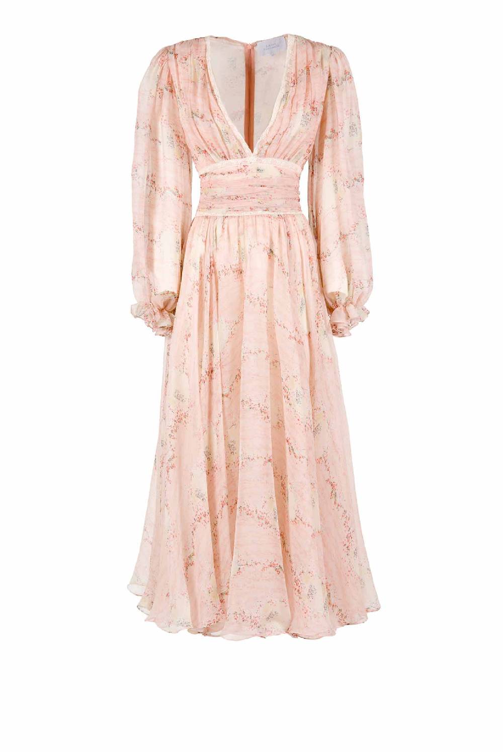 Luisa Beccaria Cerchio In Chiffon Di Pizzo Di Rose Stampato Abito In Linea