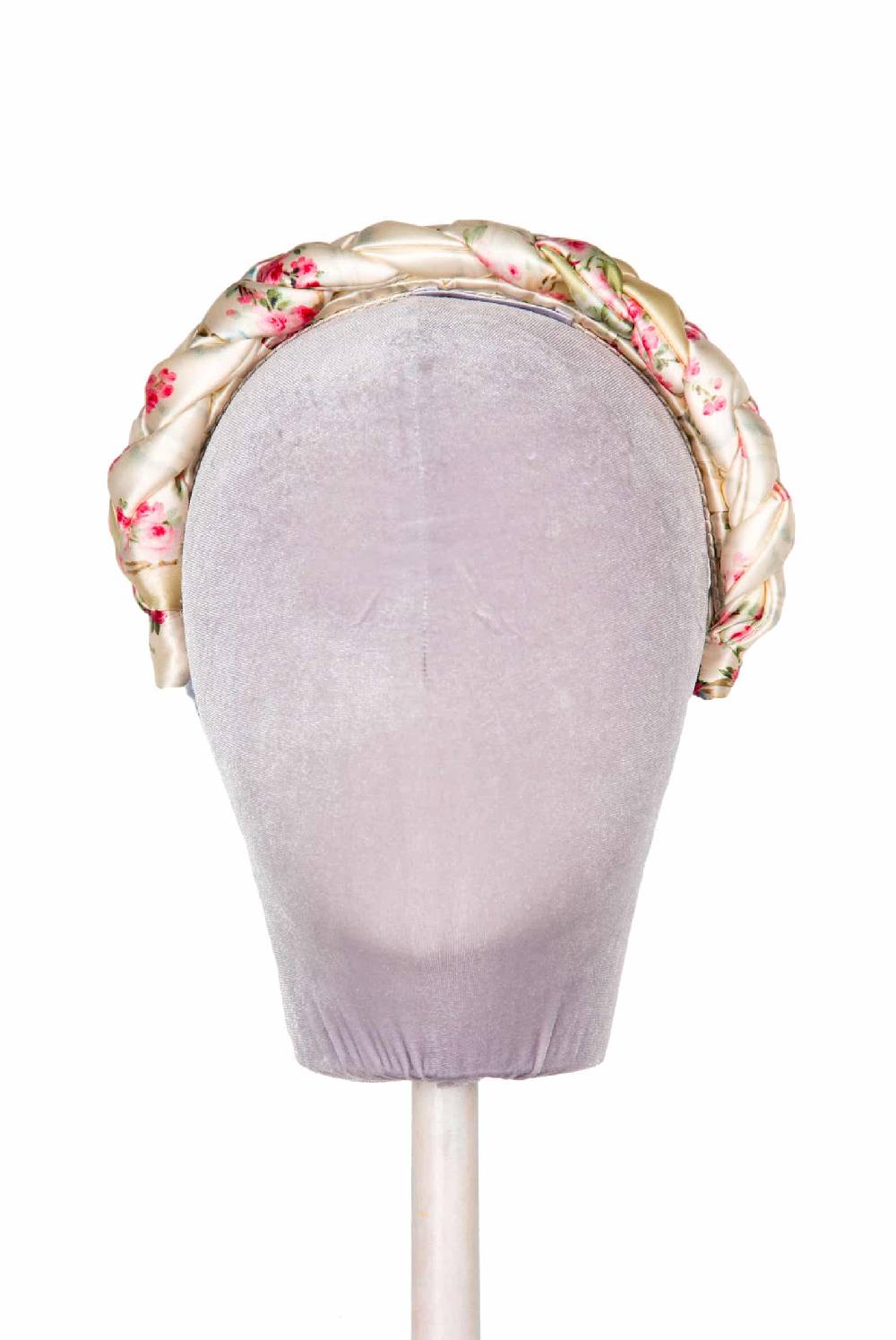 Luisa Beccaria Fascia per capelli intrecciata con boccioli di rose in raso lucido color crema Spedizione Gratuita