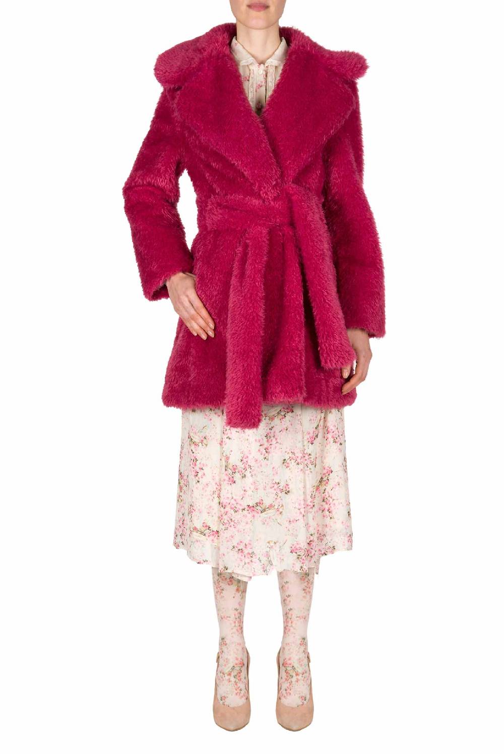 Luisa Beccaria Cappotto di pelliccia fucsia Pezzi Unici