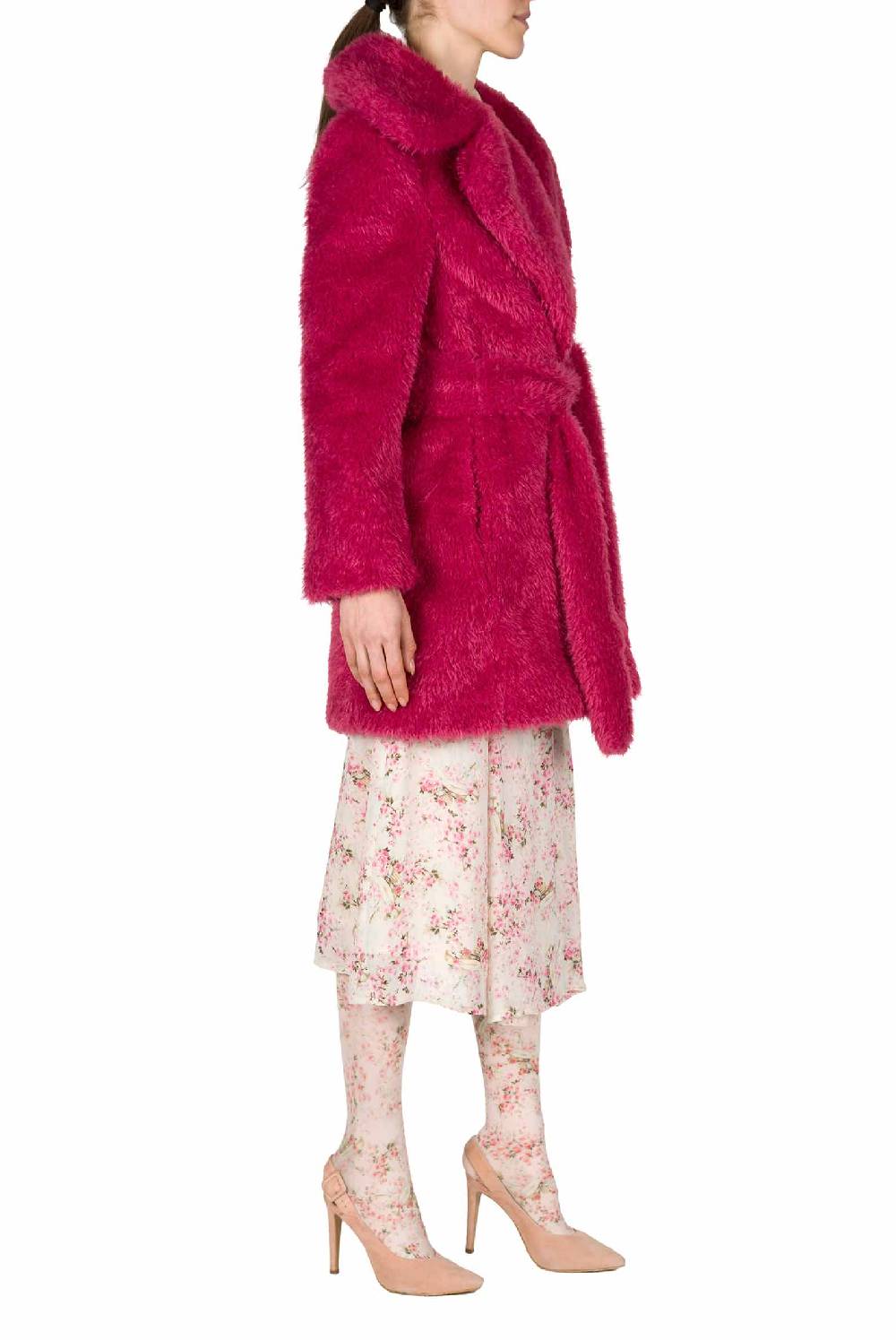 Luisa Beccaria Cappotto di pelliccia fucsia Pezzi Unici