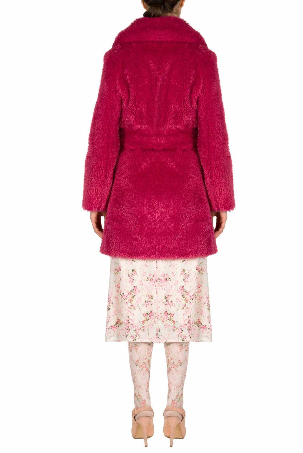 Luisa Beccaria Cappotto di pelliccia fucsia Pezzi Unici