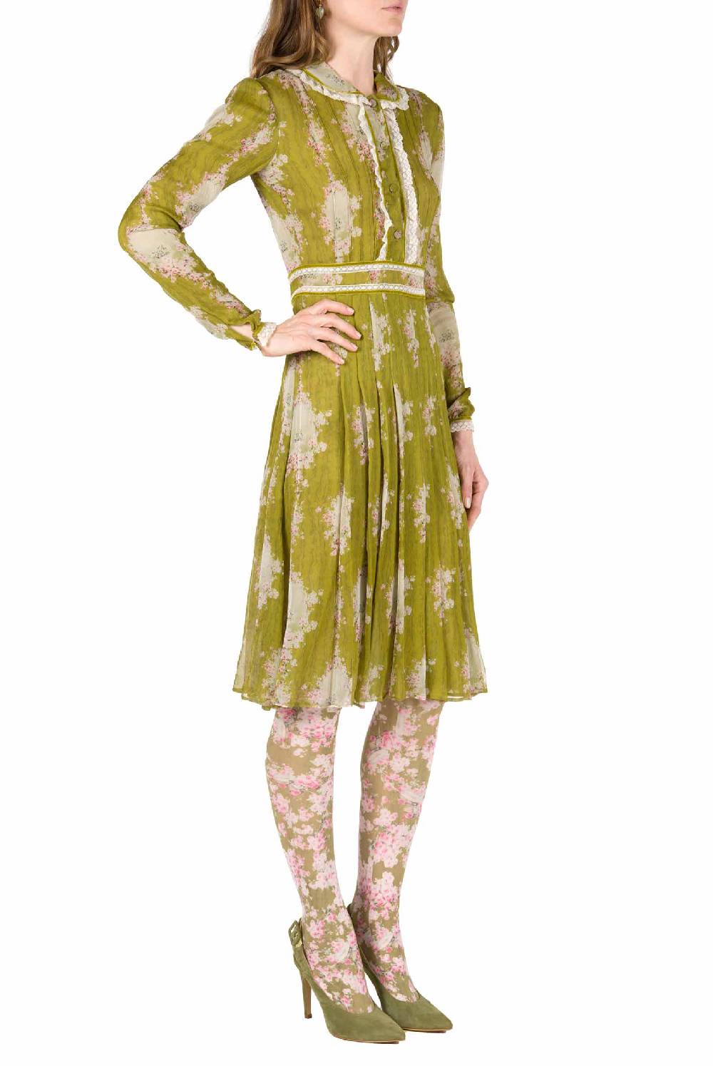 Luisa Beccaria Cerchio Di Rose Abito In Chiffon Girocollo Presa