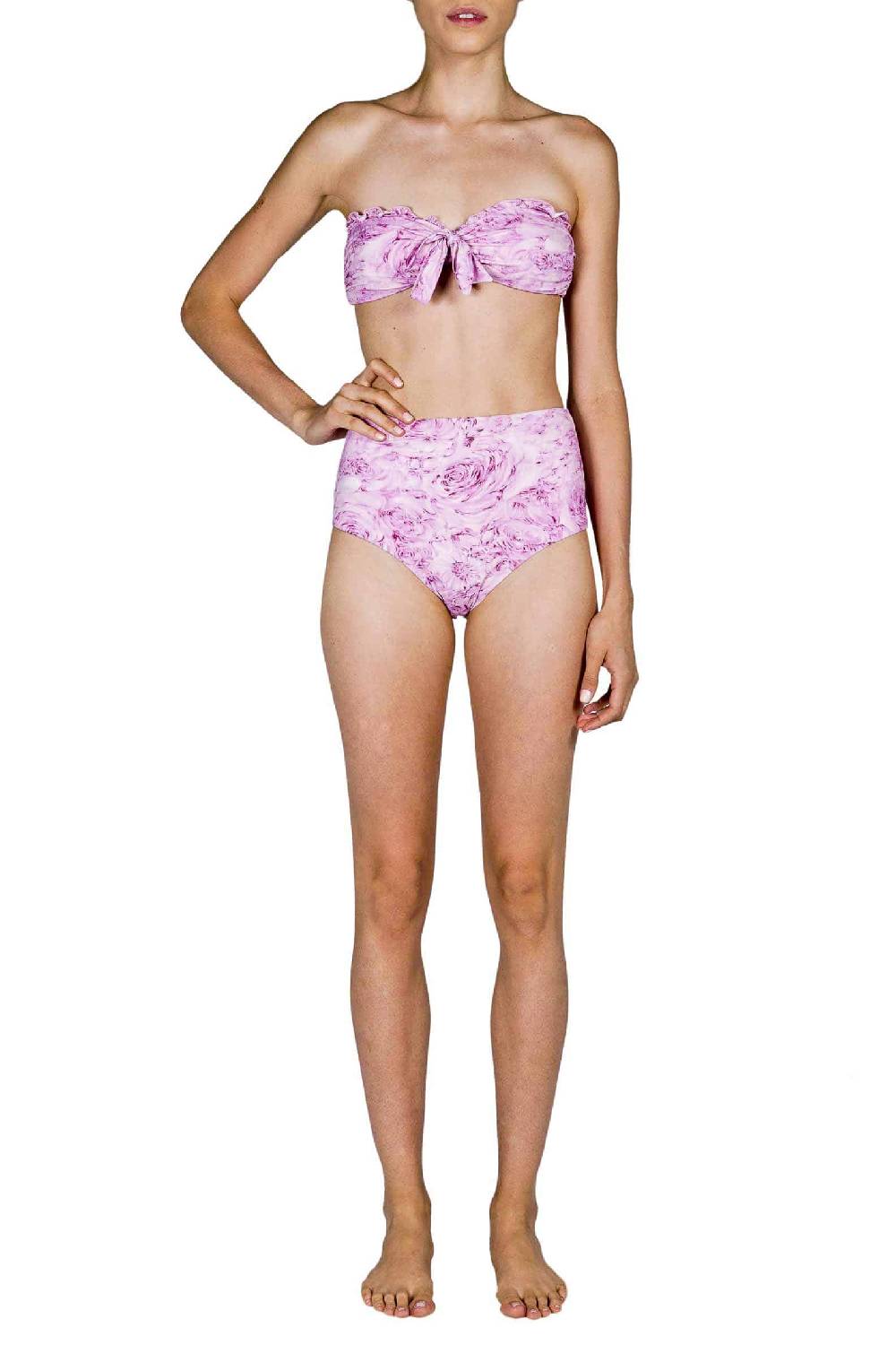 Luisa Beccaria Fascia E Vita Alta Slip Bikini Rose Rosa In Vendita