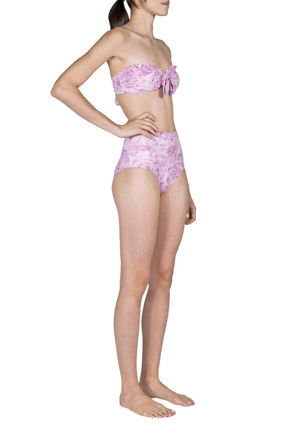 Luisa Beccaria Fascia E Vita Alta Slip Bikini Rose Rosa In Vendita