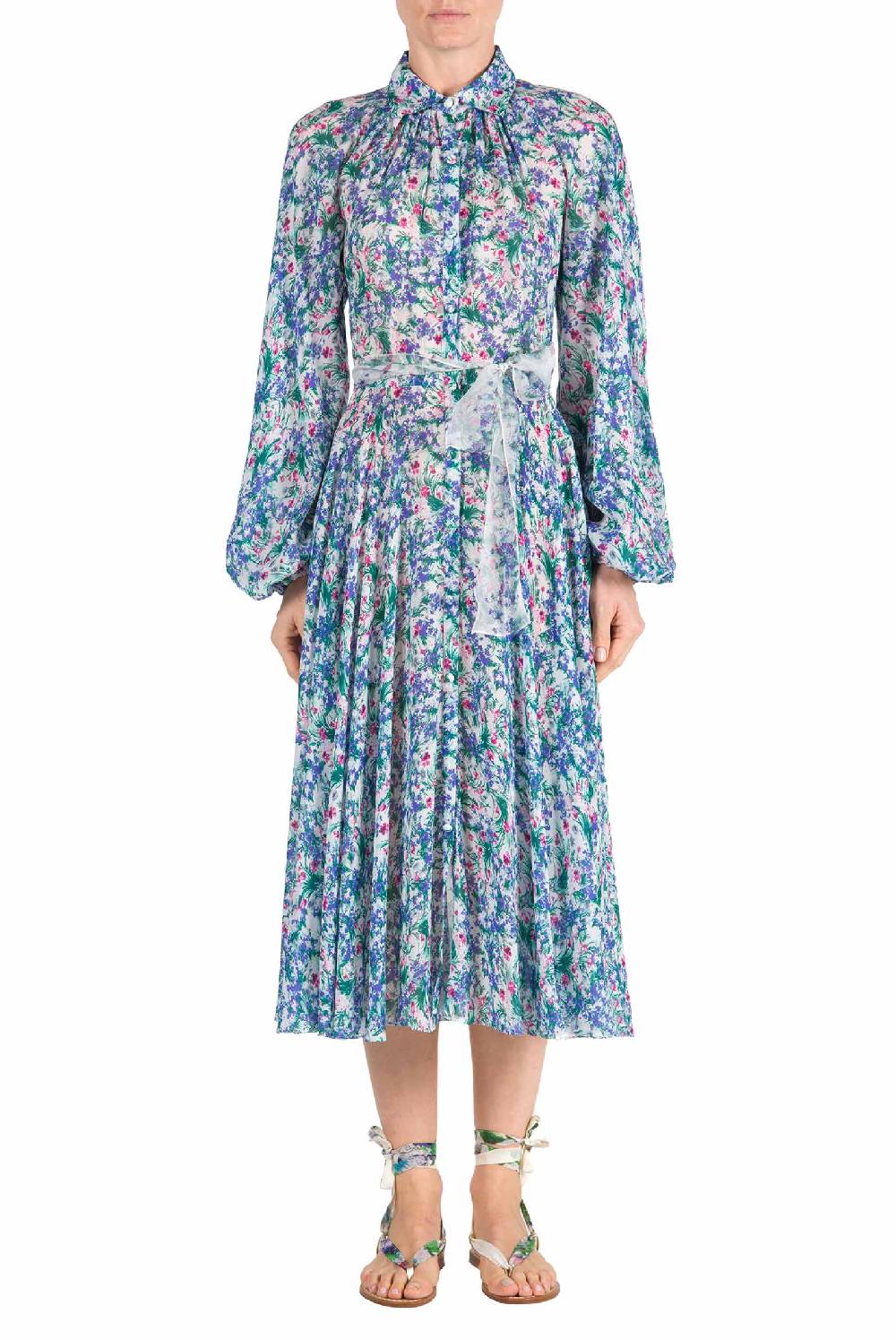 Luisa Beccaria Abito in georgette Carla Maria con stampa floreale Saldi Di Fabbrica