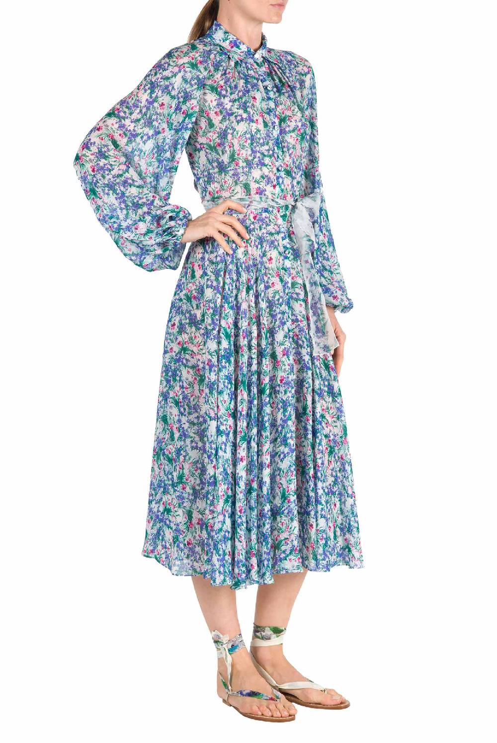 Luisa Beccaria Abito in georgette Carla Maria con stampa floreale Saldi Di Fabbrica
