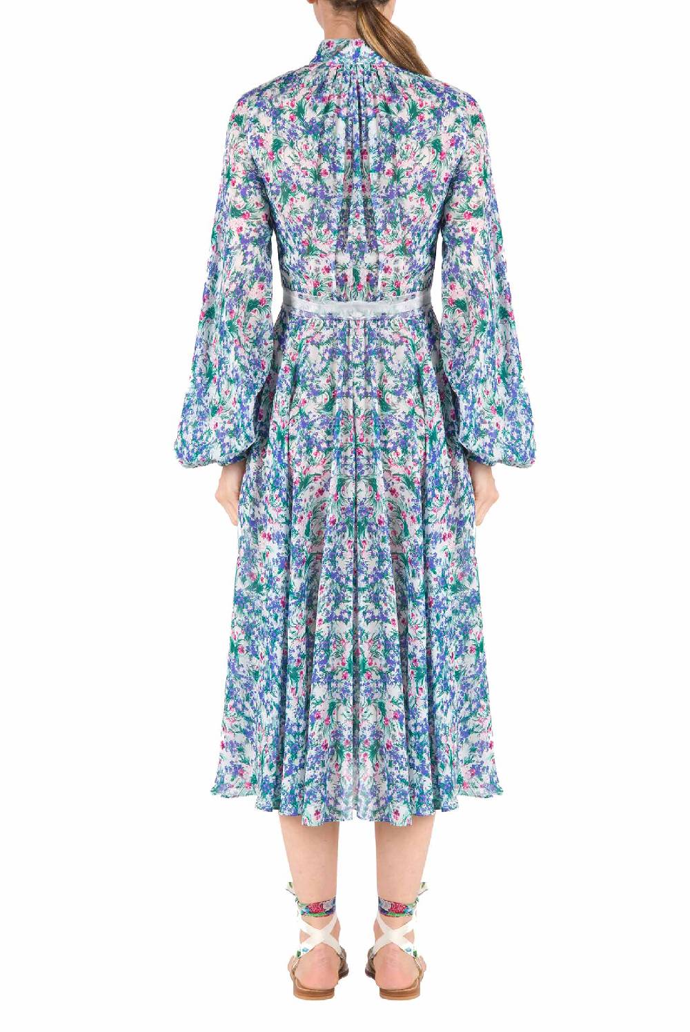 Luisa Beccaria Abito in georgette Carla Maria con stampa floreale Saldi Di Fabbrica
