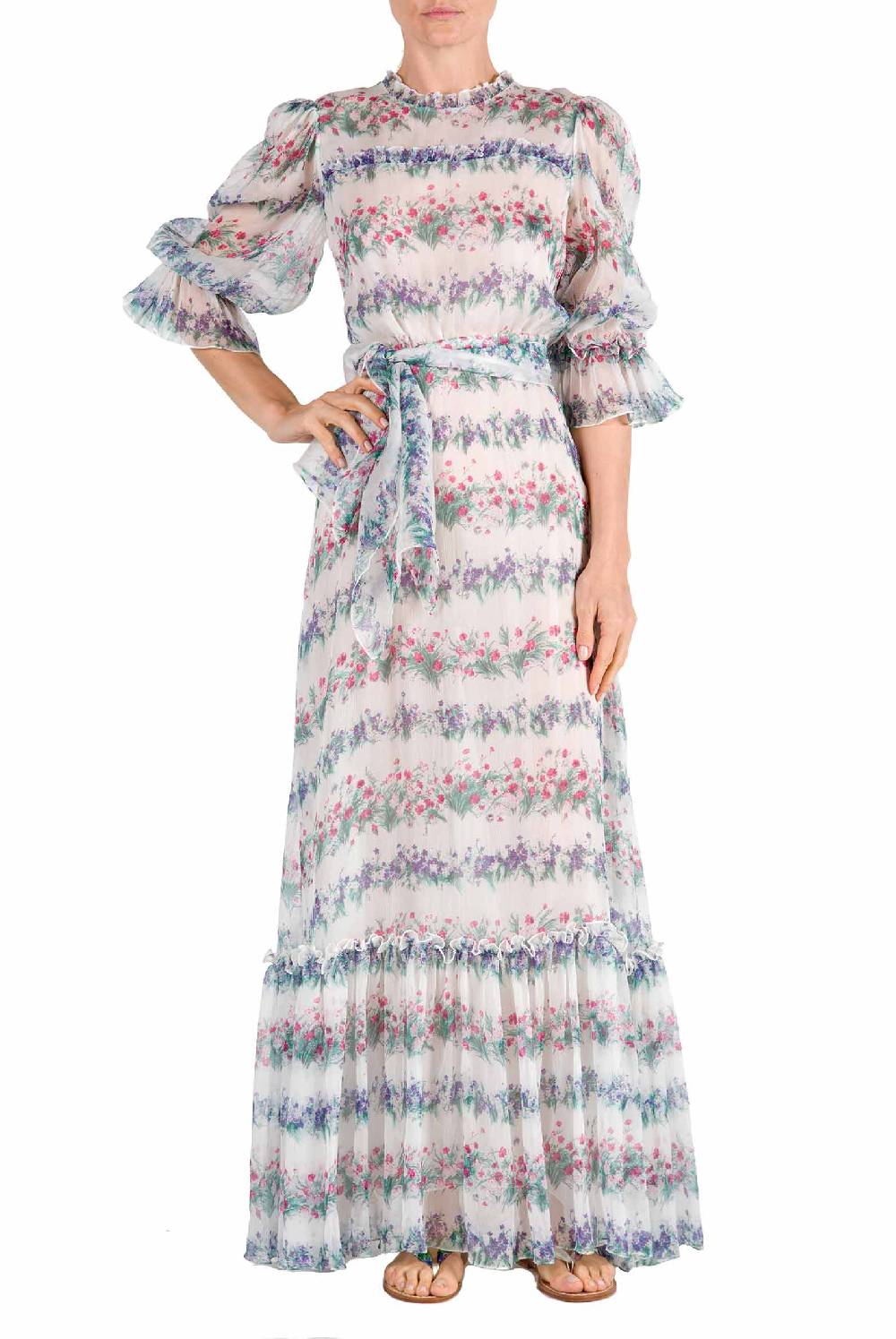 Luisa Beccaria Abito in chiffon stampato floreale I Più Venduti