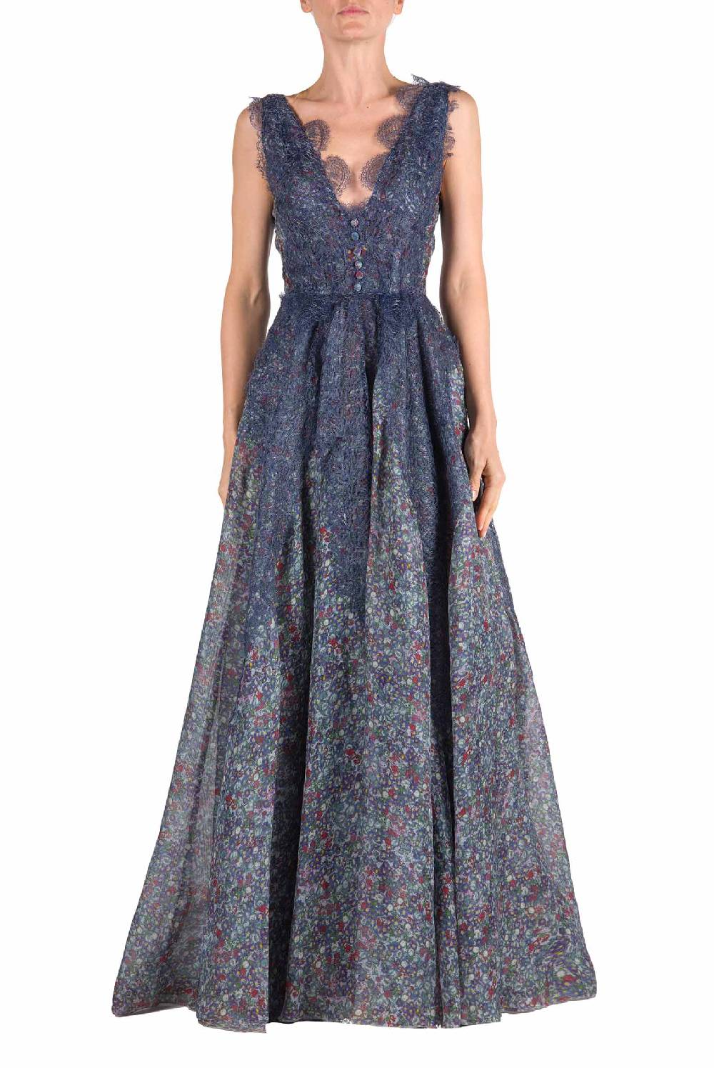 Luisa Beccaria Abito in organza con stampa floreale Negozio online di fabbrica