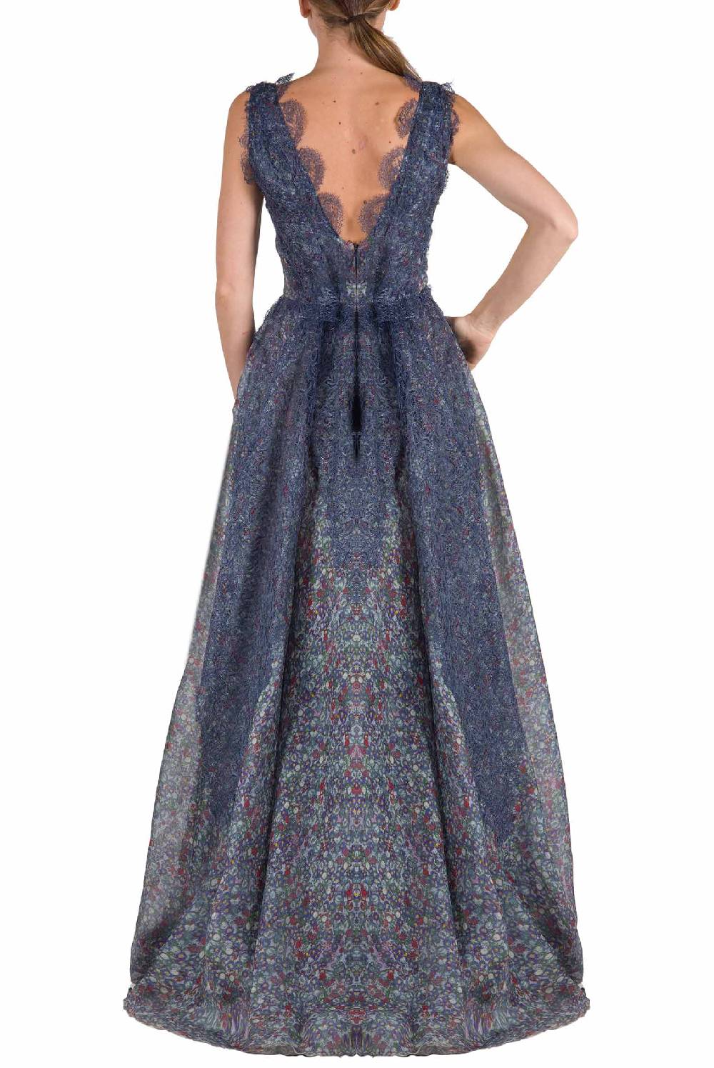 Luisa Beccaria Abito in organza con stampa floreale Negozio online di fabbrica