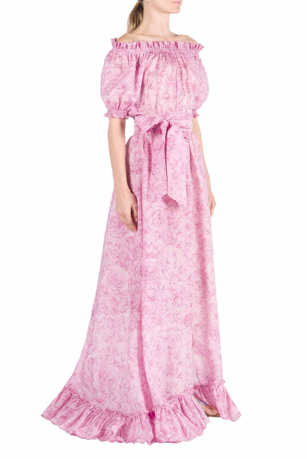 Luisa Beccaria Abito in organza stampato con rose Grande vendita