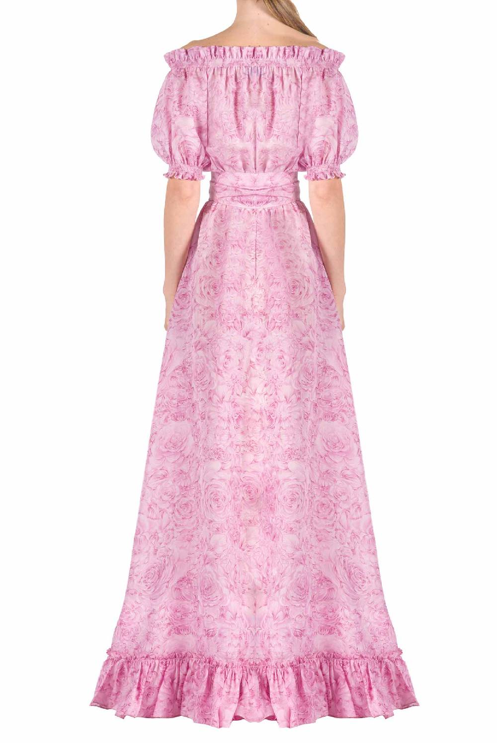 Luisa Beccaria Abito in organza stampato con rose Grande vendita