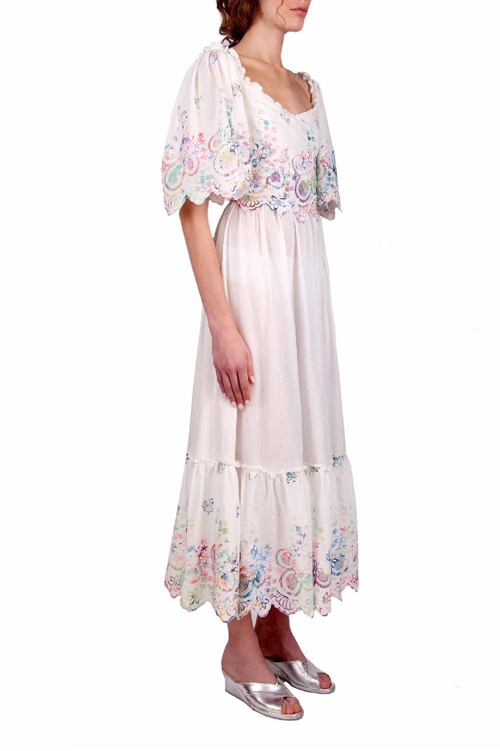 Luisa Beccaria Abito in cotone bianco ricamato Black Friday