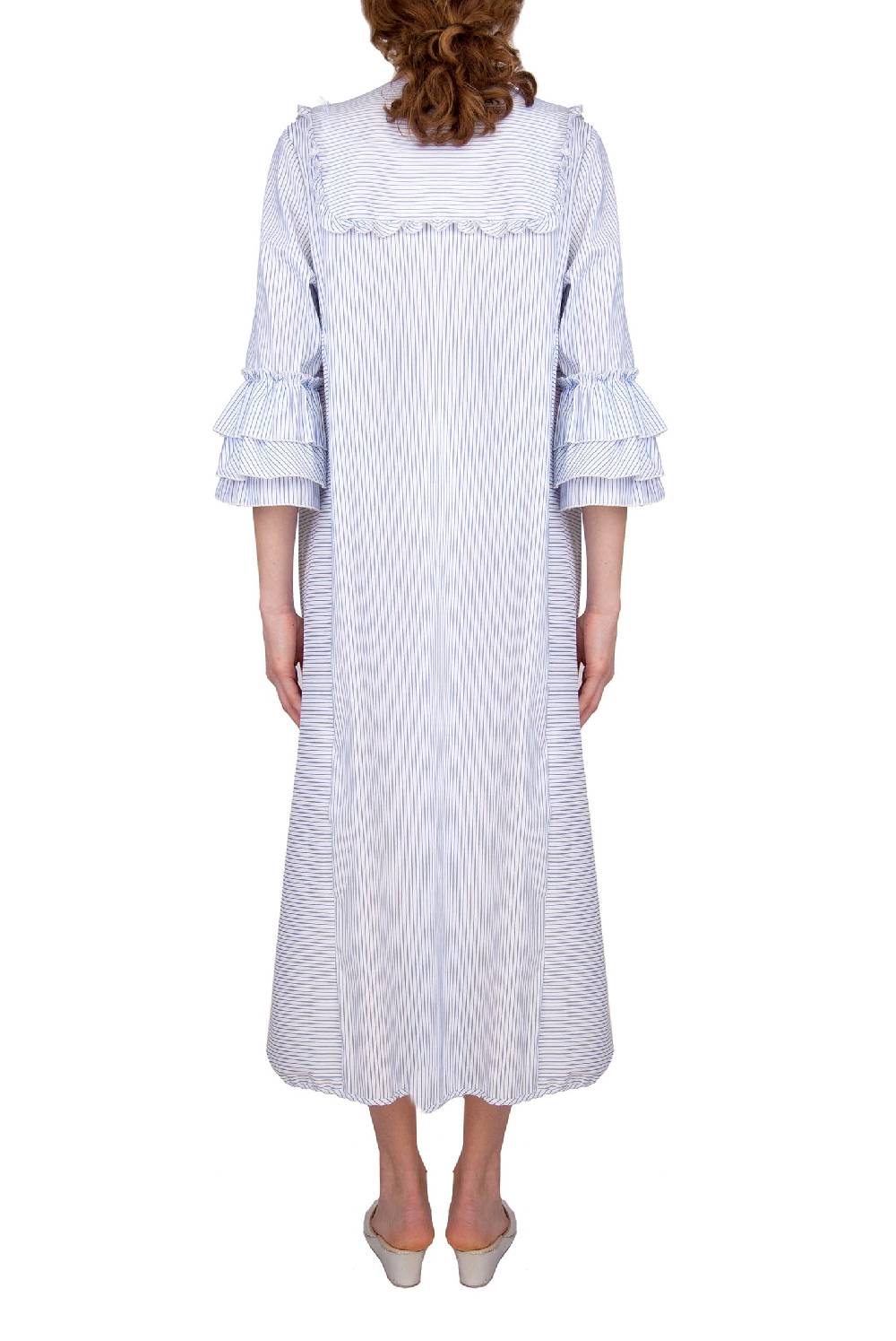 Luisa Beccaria Abito caftano a righe blu / bianche Cyber Monday