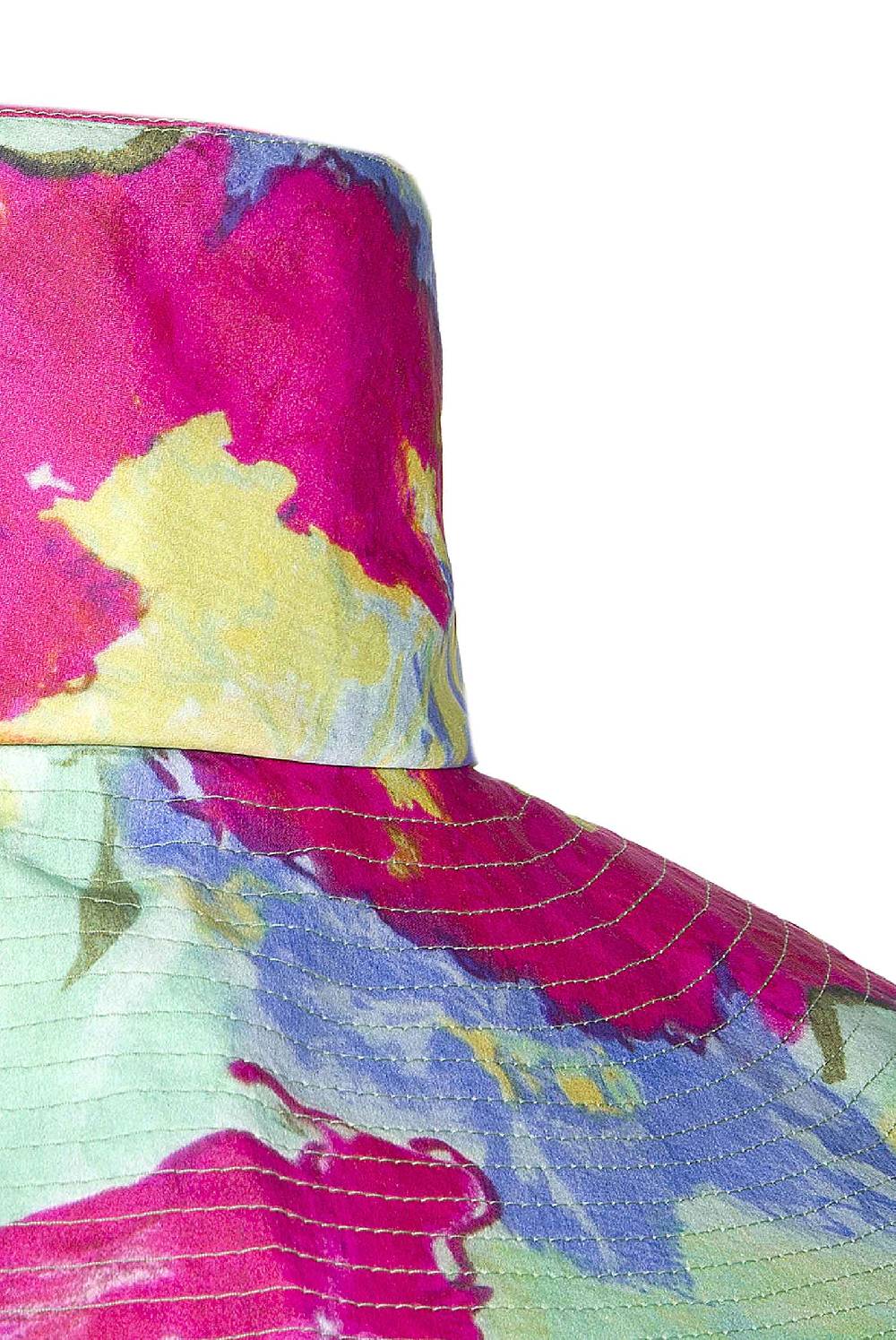 Luisa Beccaria Cappello in cotone a tesa larga con fiori astratti Offerta Giorno del Papà