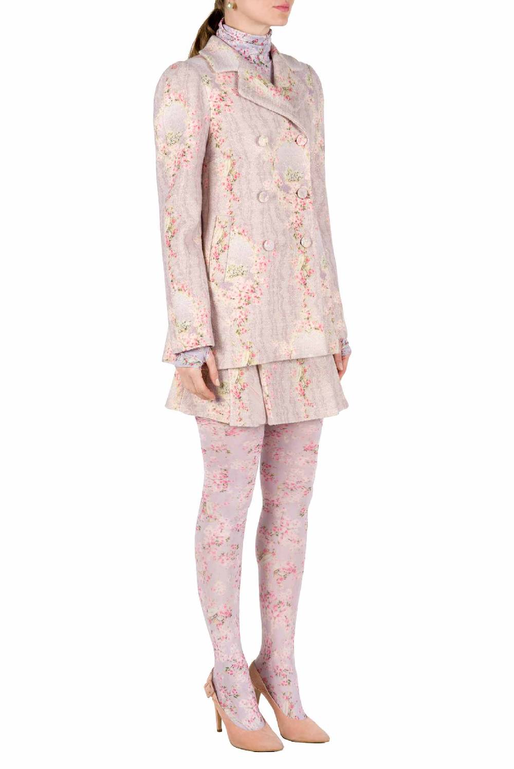 Luisa Beccaria Giacca Circle Of Roses stampata in lana Online Outlet