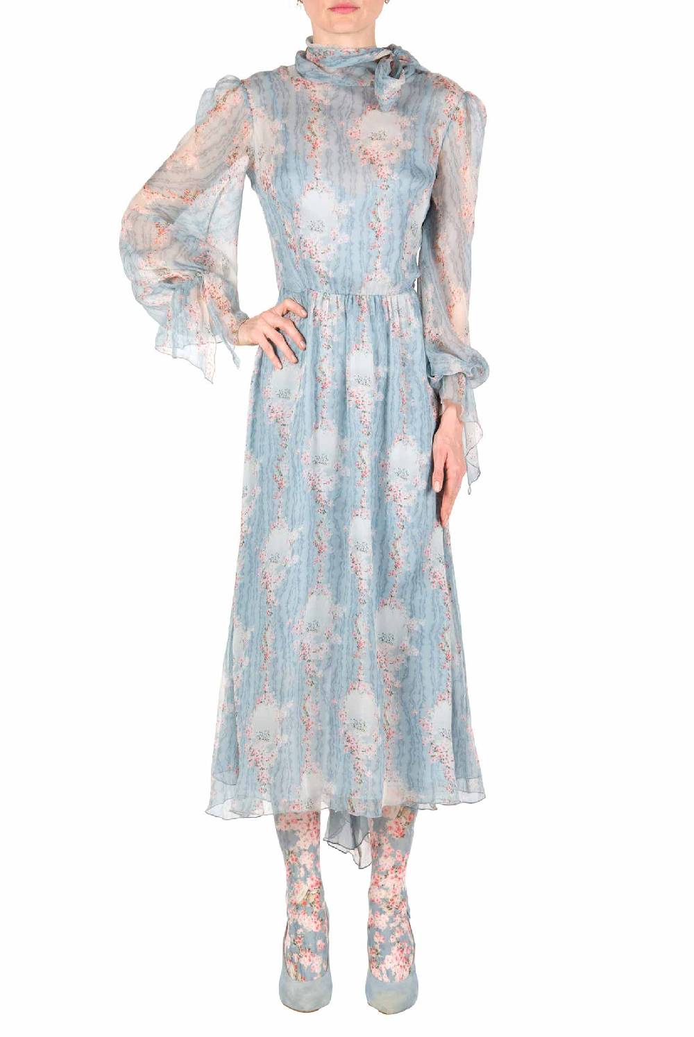 Luisa Beccaria Cerchio Di Rose Abito In Chiffon Con Fascia Lightning offer