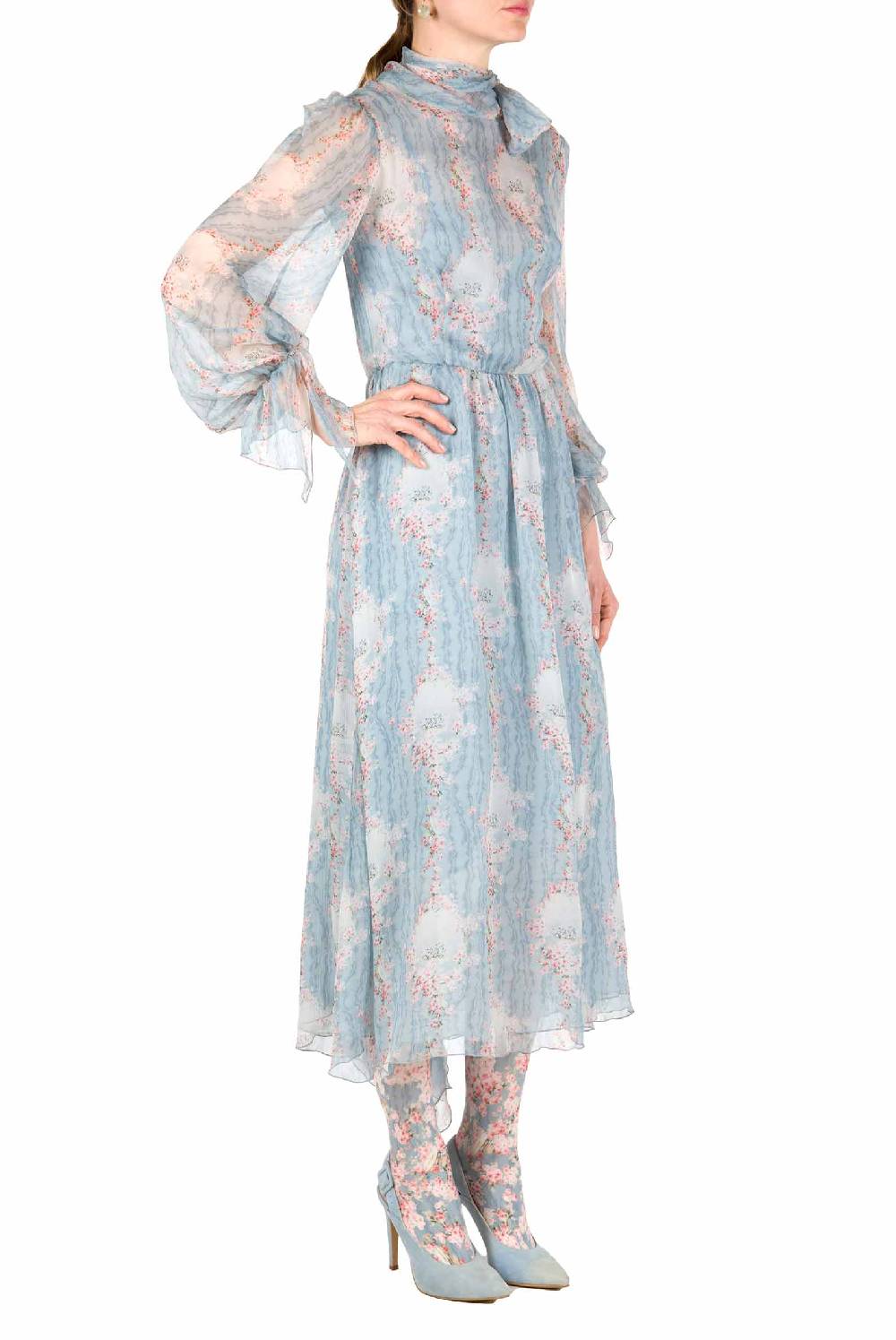 Luisa Beccaria Cerchio Di Rose Abito In Chiffon Con Fascia Lightning offer