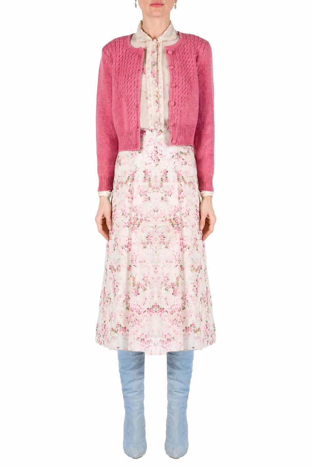 Luisa Beccaria Cardigan in maglia a trecce con bottoni Offerte stagionali