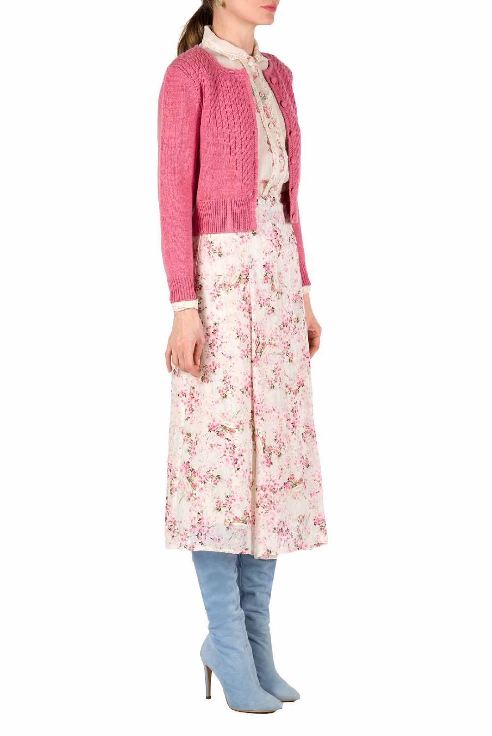 Luisa Beccaria Cardigan in maglia a trecce con bottoni Offerte stagionali