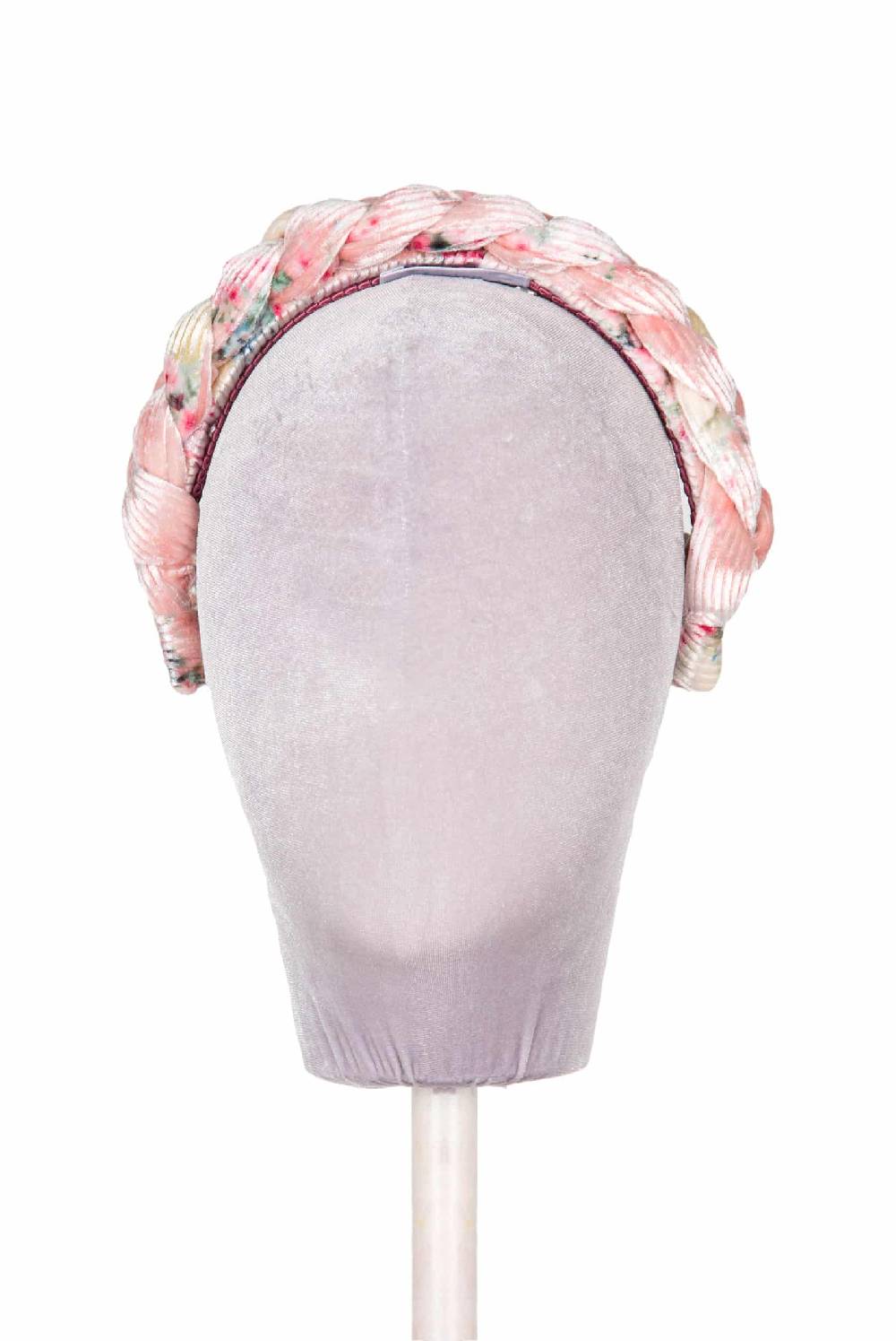 Luisa Beccaria Fascia per capelli intrecciata con boccioli di rose di velluto rosa Offerte giornaliere