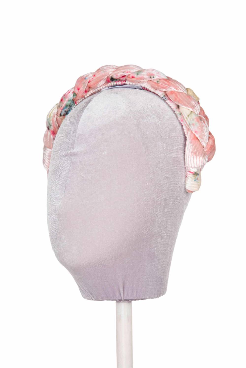 Luisa Beccaria Fascia per capelli intrecciata con boccioli di rose di velluto rosa Offerte giornaliere