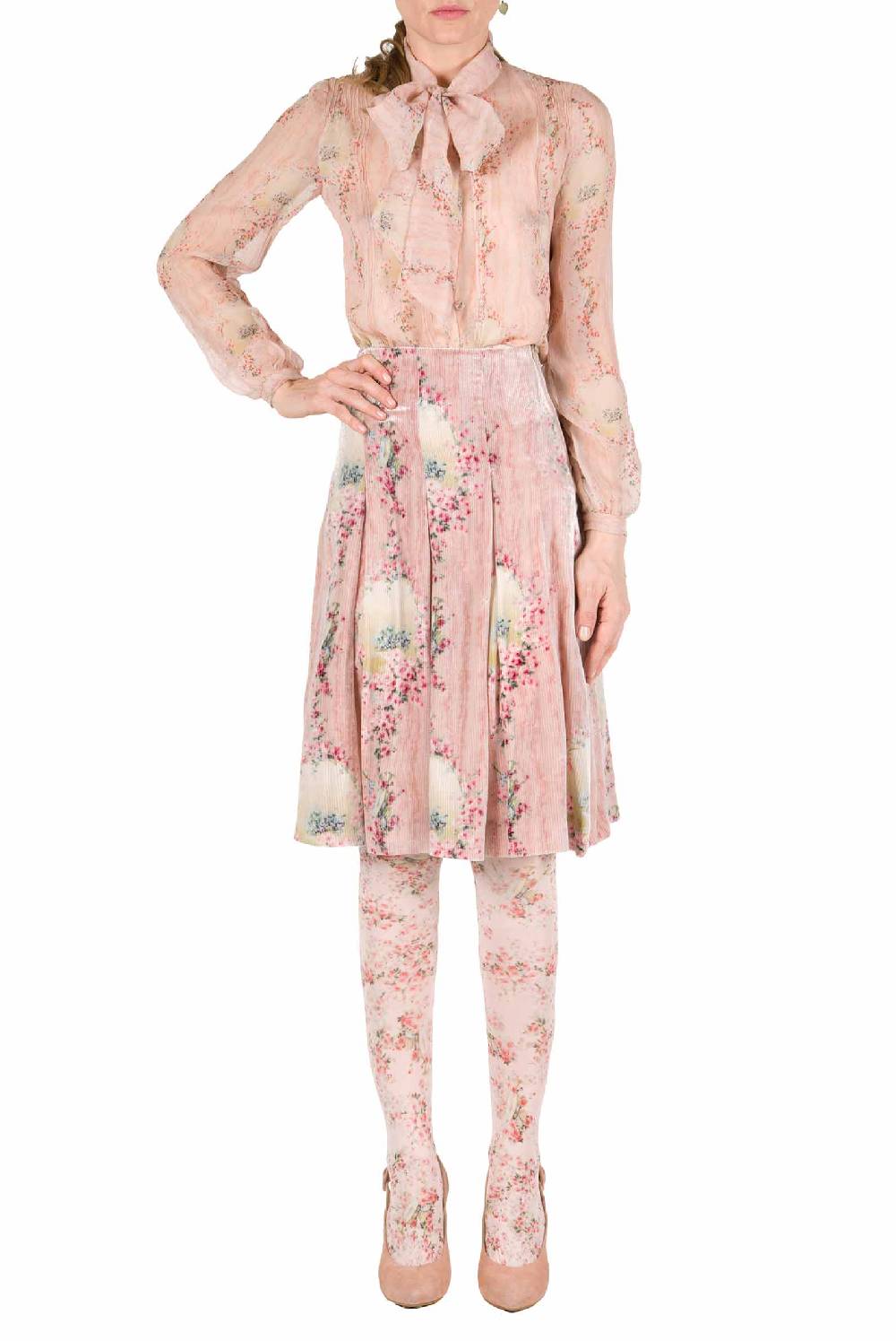 Luisa Beccaria Cerchio In Chiffon Di Rose Camicia Con Fiocco Offerte speciali
